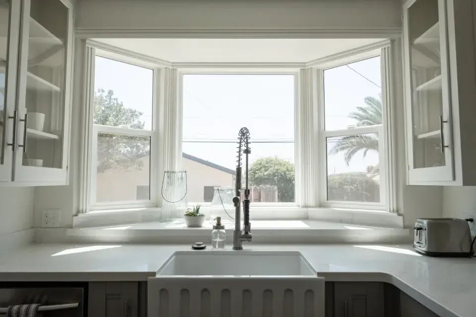 A spotless farmhouse-style kitchen